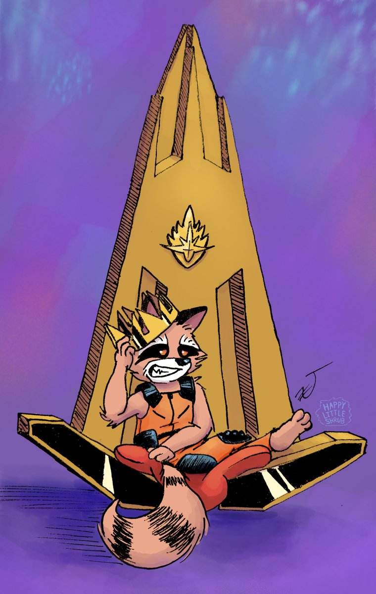 netwarior5's tweet image. Remember the  Inktober sketch I did for the "crown" prompt? Well, because I colored  one of their drawings, HappyLittleShrub  (tumblr.com/happylittleshr…) returned the favor and colored  one of mine!

#RocketRaccoon #digitalart #traditionalart