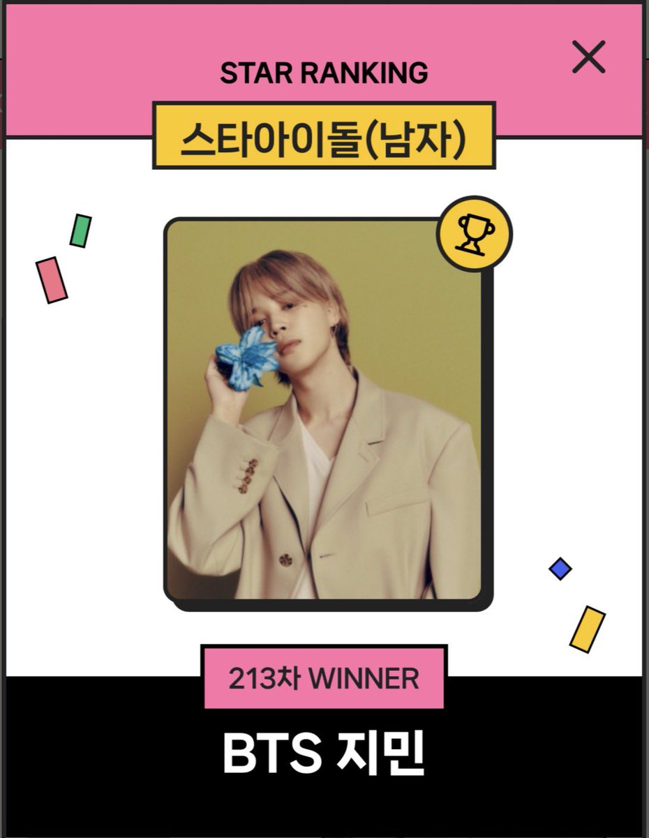 🏆🗳スター🌟アイドルランキング213週 213週目もジミンちゃんが1位を
