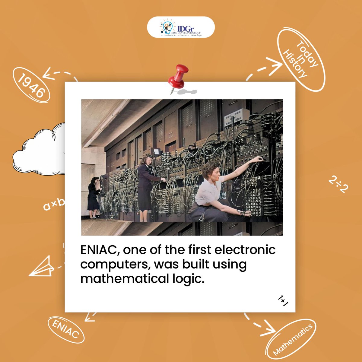 IndieDeveloper1's tweet image. Hlistory Highlights and Question

In 1946, ENIAC became one of the first electronic computers, built through careful math and logic. It filled a whole room yet opened the door to the devices we use today. 

What are the names of people who built it?

#IDGr #Mathematics #Computing