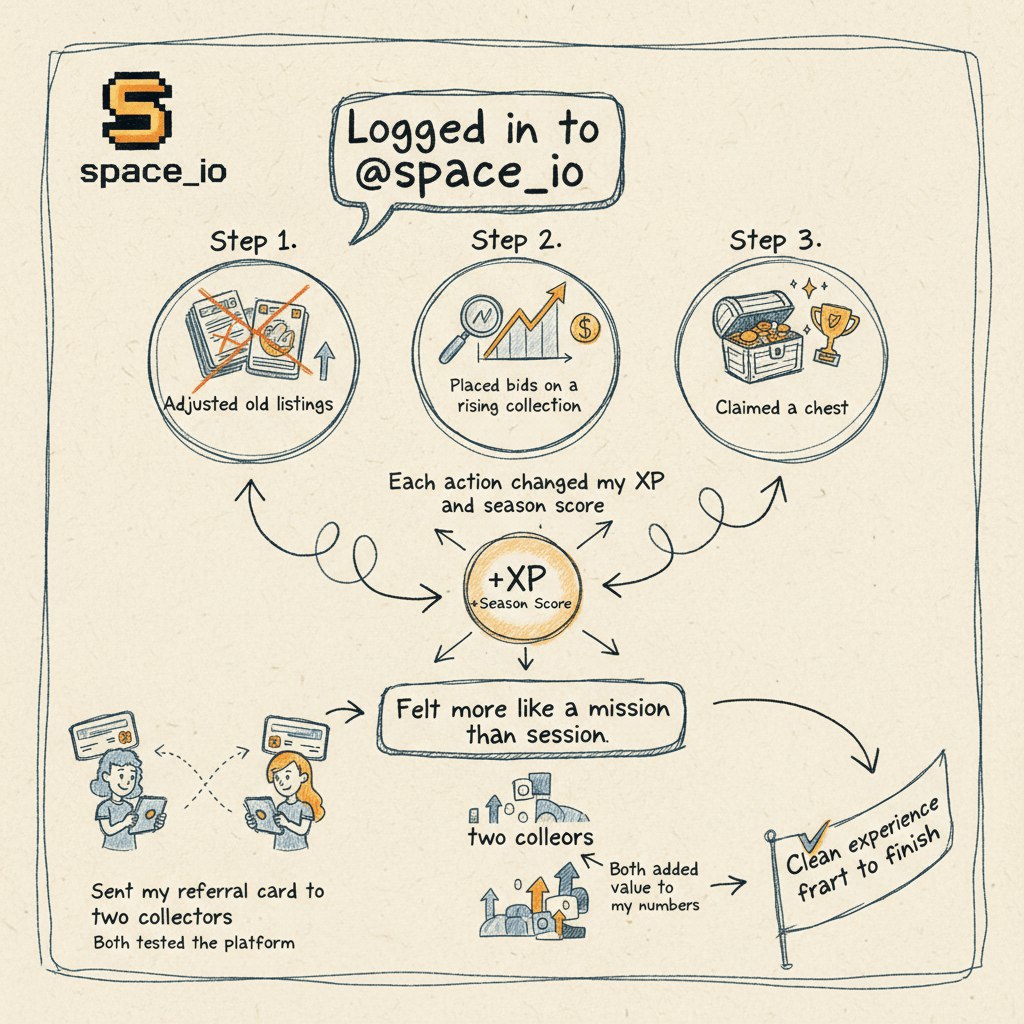 zuri_nft's tweet image. Logged in to @spaace_io
Step 1: Adjusted old listings
Step 2: Placed bids on a rising collection
Step 3: Claimed a chest

Each action changed my XP and season score
Felt more like a mission than a session

Sent my referral card to two collectors
Both tested the platform
Both…