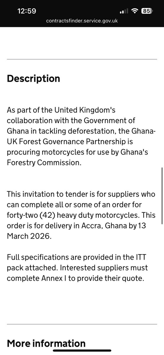 procurementfile's tweet image. Dig deep taxpayers!

Ghana needs 42 heavy-duty motorbikes.

We will find out the price when the supplier is confirmed.