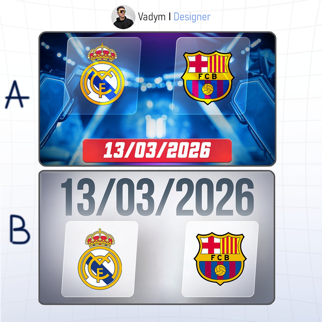 Vadym_design's tweet image. A or B? 

Topic: Football match predictions

Which thumbnail would you click on?

#thumbnaildesign #thumbnail #design #designer