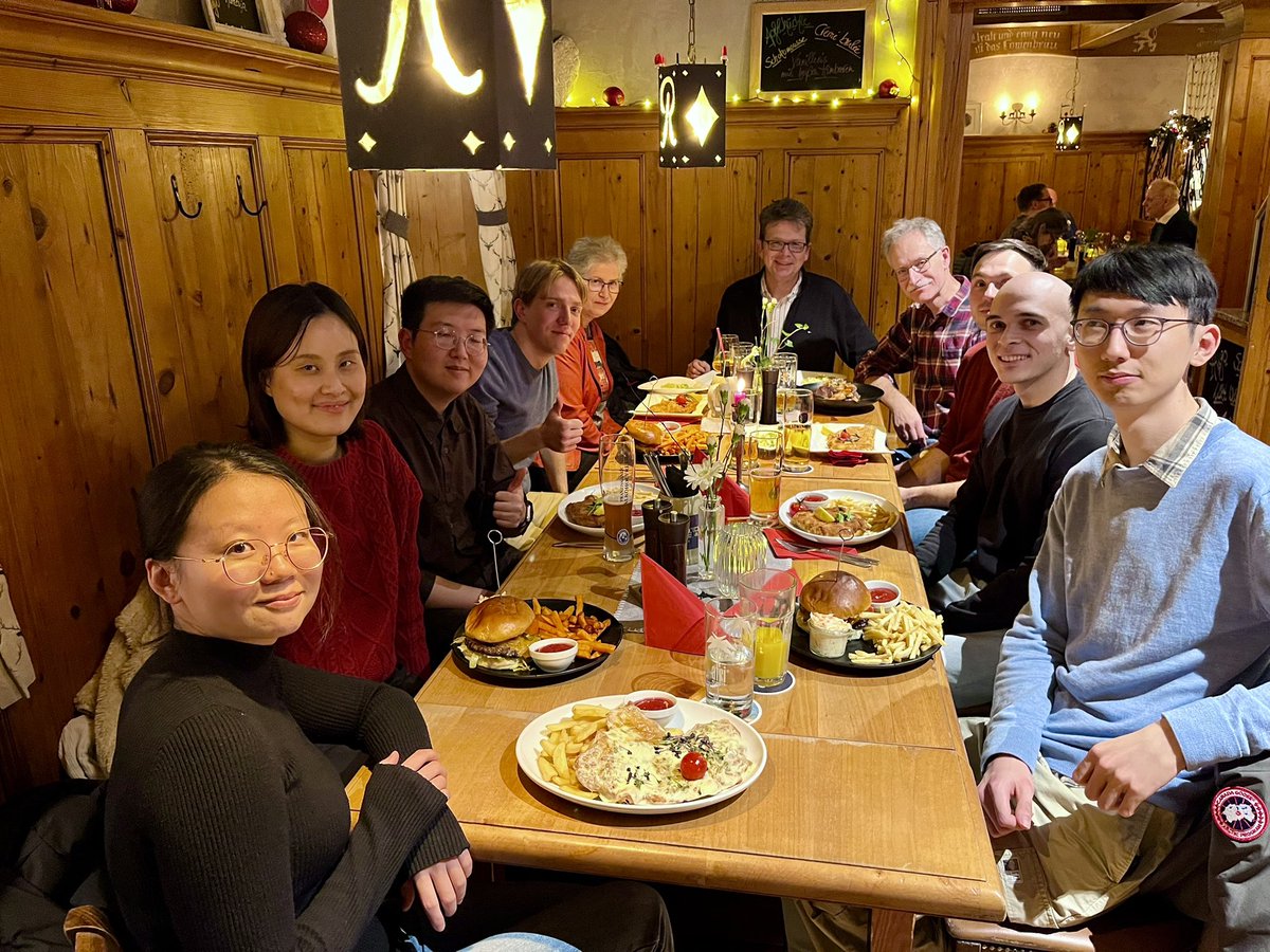 muller_group's tweet photo. Dinner of the #project #meeting about #Amphiphilic #self-organization of #non-invasively #orthogonally #switchable block #copolymers hosting Andre Laschewsky and René Steinbrecher (University Potsdam) enjoying #Bavarian style #cuisine with the tasty local #Munich #food and #beer https://t.co/B9zSmhY7rr