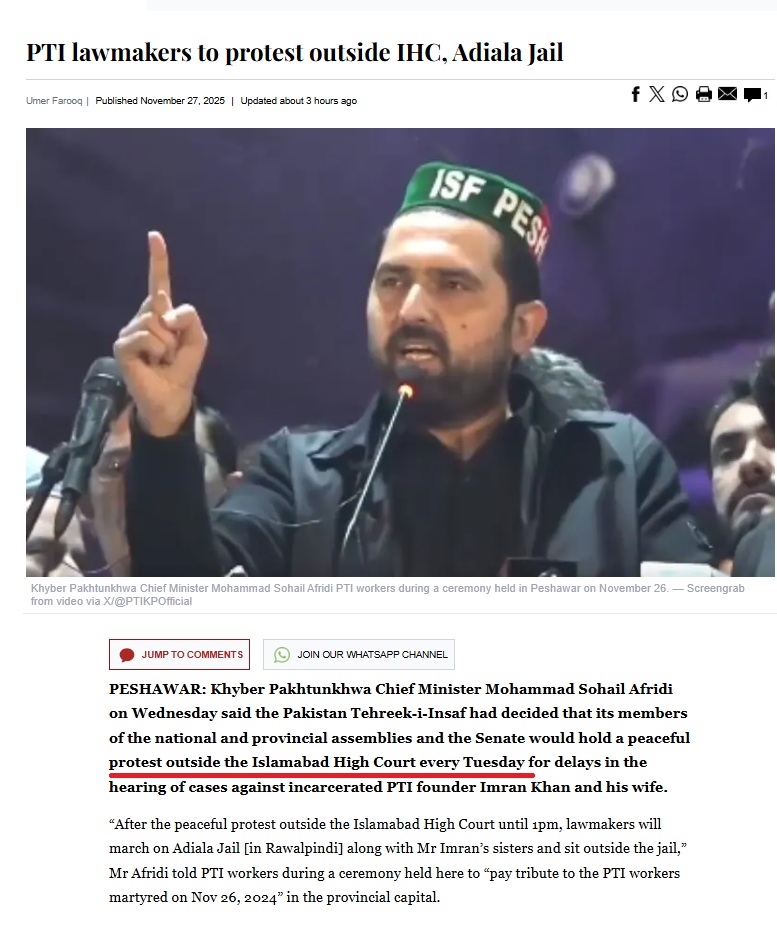 There is an Arabic proverb that says :  ( Constant hammering loosens the weld ).
  I think PTI is well aware of this proverb &amp; therefore decided to organize a weekly peaceful protest outside the Supreme Court in Islamabad every Tuesday, due to delays in the consideration of cases