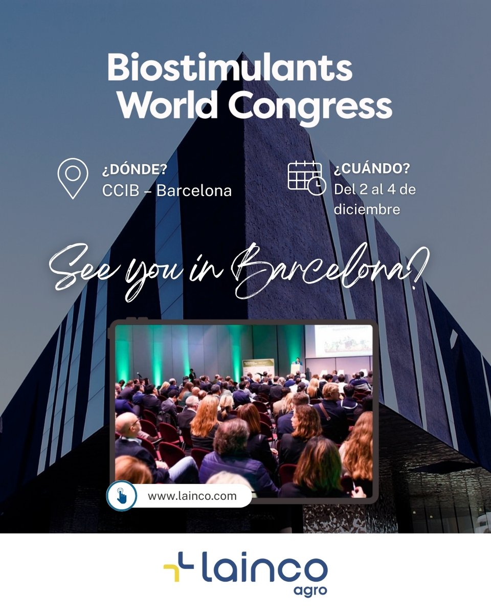 🌿 Contando los días para el #BWC2025
Del 2 al 4 de diciembre, LAINCO participará en el Biostimulants World Congress en Barcelona.

Llevamos nuestras soluciones y avances en bioestimulación al escenario internacional.
🌍 ¡Nos vemos allí!

#LAINCO #Bioestimulantes #InnovaciónAgro