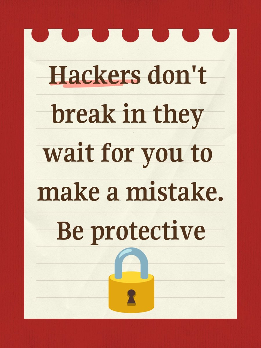 sangatechug's tweet image. 🔐 Small mistakes, big breaches.
Hackers wait for a click, weak password, or fake link.

💡 5 quick habits:
✔️ Think before you click
✔️ Verify before sharing
✔️ Strong, unique passwords
✔️ Enable 2FA
✔️ Stay updated

Stay aware, stay safe. #CyberSecurity #InfoSec #StaySafe 🚀