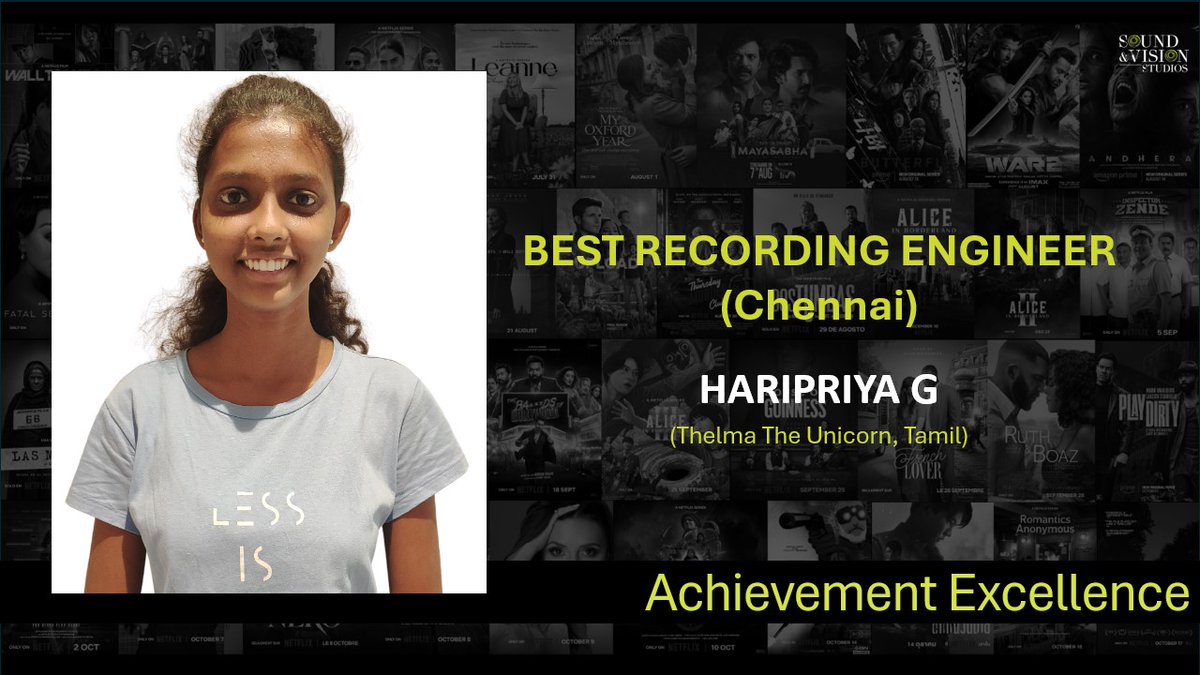 soundnvisionsts's tweet image. Congratulations, Haripriya G (Chennai) for winning the Best Recording Engineer Award! Your artistry brings unmatched clarity and perfection to every sound.

#SoundEngineering #AwardWinner #RecordingEngineer #SVSAwards #SVSPerformanceAwards #Congratulations #SoundAndVisionStudios