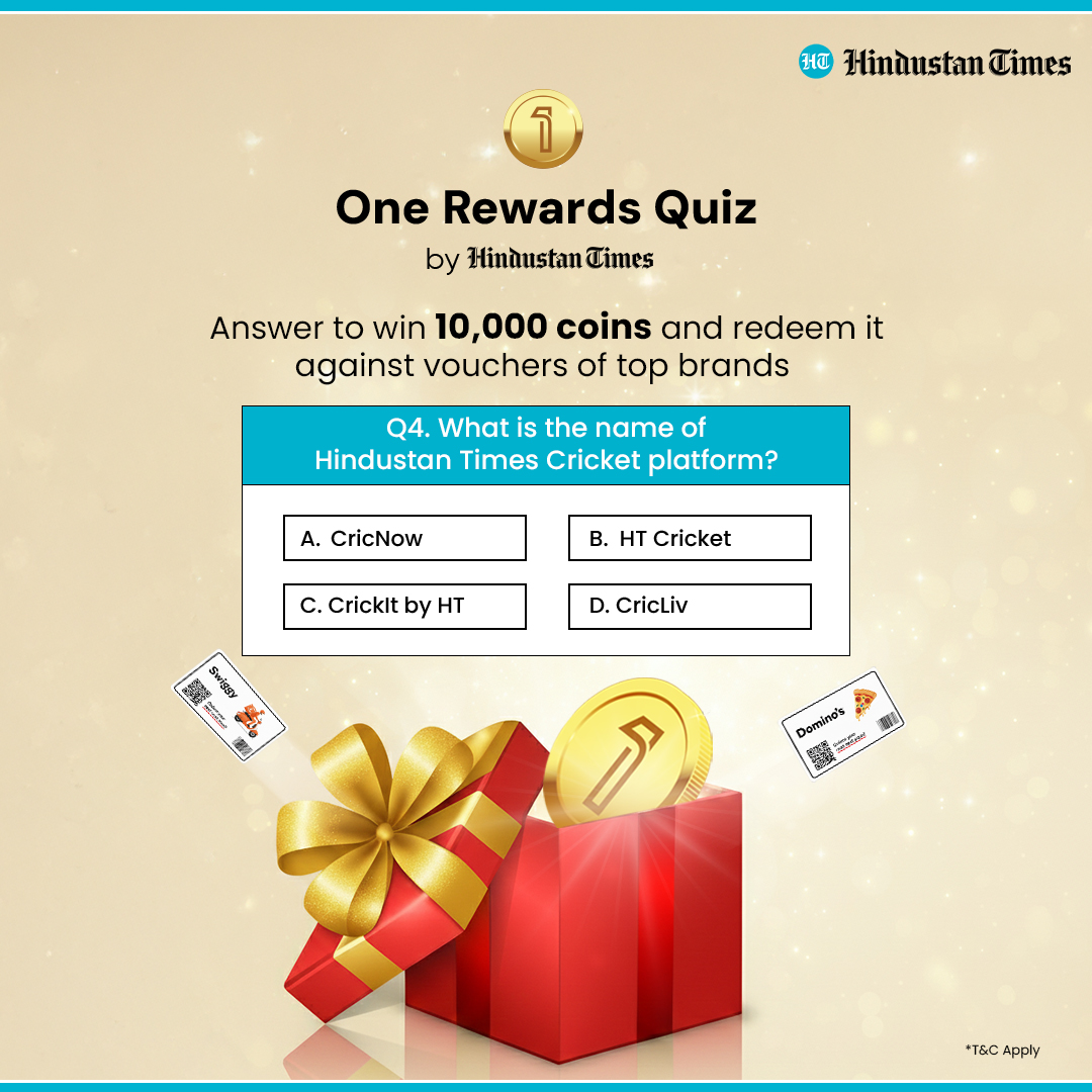<a href="/HindustanTimes/">Hindustan Times</a> Dropping Q4 for The #OneRewards quiz 💬

Follow the below steps to win exciting rewards:
1. Follow <a href="/htTweets/">Hindustan Times</a>
2. Write your answer in the comments section
3. Use the hashtag #OneRewards &amp; tag <a href="/htTweets/">Hindustan Times</a> in your answer

For updates &amp; more: bit.ly/48m93ni
