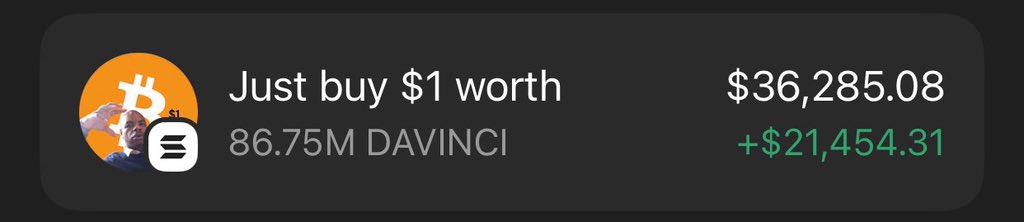 mvpp_m's tweet image. #DAVINCI Is making waves printing massive profits on my Alpha telegram group.

If you’re in my  tg group your copy trade would have been on same profit as I am.

Ca: 6izGvyARJaQKGGjaswNkHRRJgHyLMe1MCjREmbMgpump