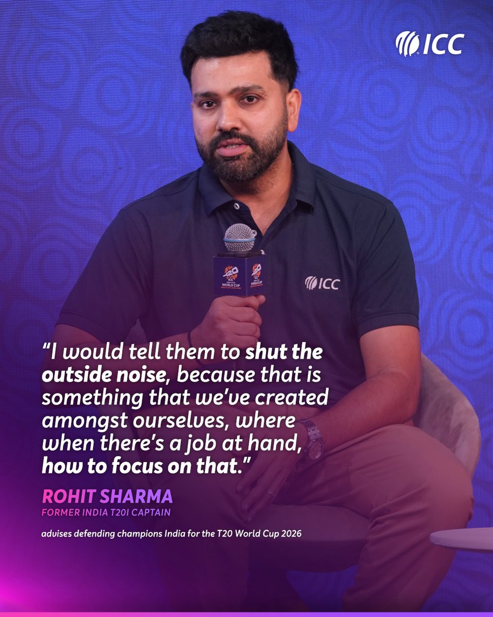 ICC's tweet image. #T20WorldCup winner Rohit Sharma urges India to focus solely on the big prize at the upcoming ICC Men&apos;s T20 World Cup 🏆

More 👉 icc-cricket.com/tournaments/me…