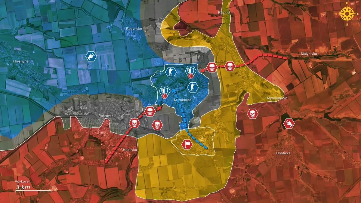 EuromaidanPress's tweet image. Russian forces rushed to exploit Ukraine&apos;s withdrawal from southern Myrnohrad - and walked straight into a coordinated ambush.

Ukrainian command pulled back from exposed southern positions to avoid encirclement. The 35th Marine Brigade held the flanks while the main force…