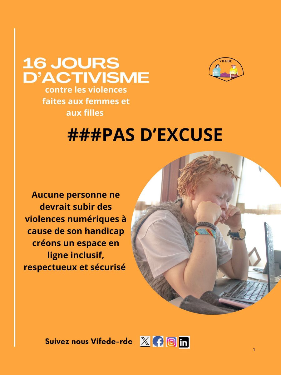 JOURIII: Aucune personne ne devrait subir des violences numériques à cause de son handicap. L’inclusion commence aussi en ligne respect, bienveillance et protection doivent nous guider. Construisons un espace où chaque voix compte et où personne n’est oublié.

#16joursdactivisme