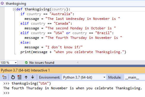 Our code says it may be time for the Department of Computer Science to wish you a Happy Thanksgiving! So...

Happy Thanksgiving everyone (if you're in the USA)!