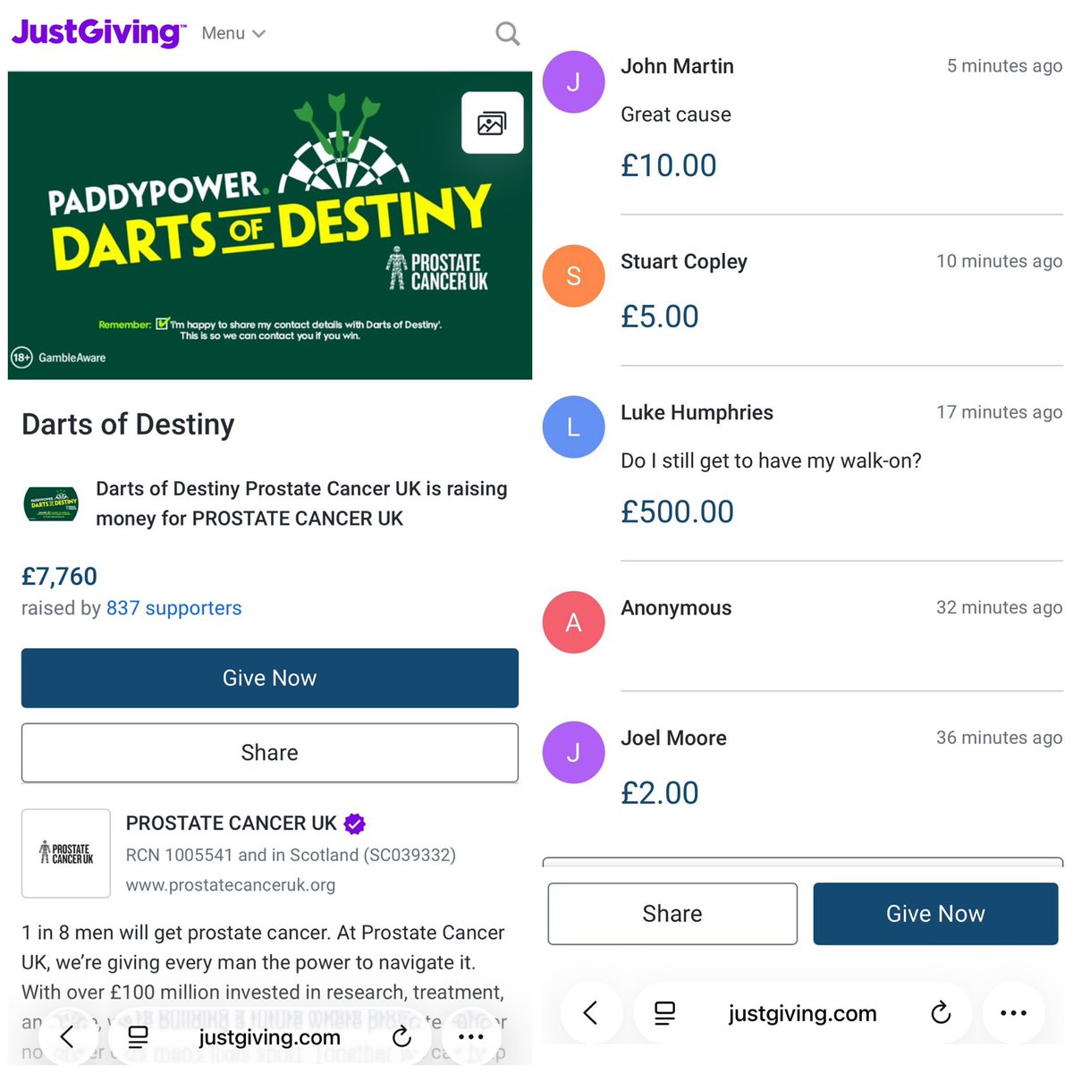 lukeh180's tweet image. 9 darts to score 180 points or more… am I allowed to win this @paddypower ? 😝 

Proud to support such a great cause and do my bit for Prostate Cancer UK at dartsofdestiny.com please get involved if you can everyone 💙💙