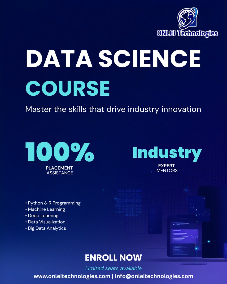 ONLEITechnology's tweet image. Master Data Science with ONLEI Technologies

🔗 Enroll Now – Limited Seats Available
onleitechnologies.com

#ONLEITechnologies #DataScienceCourse #ONLEITechnologiesReviews #DataAnalytics #MachineLearning #TechCareers #OnlineLearning #CareerGrowth #PlacementSupport