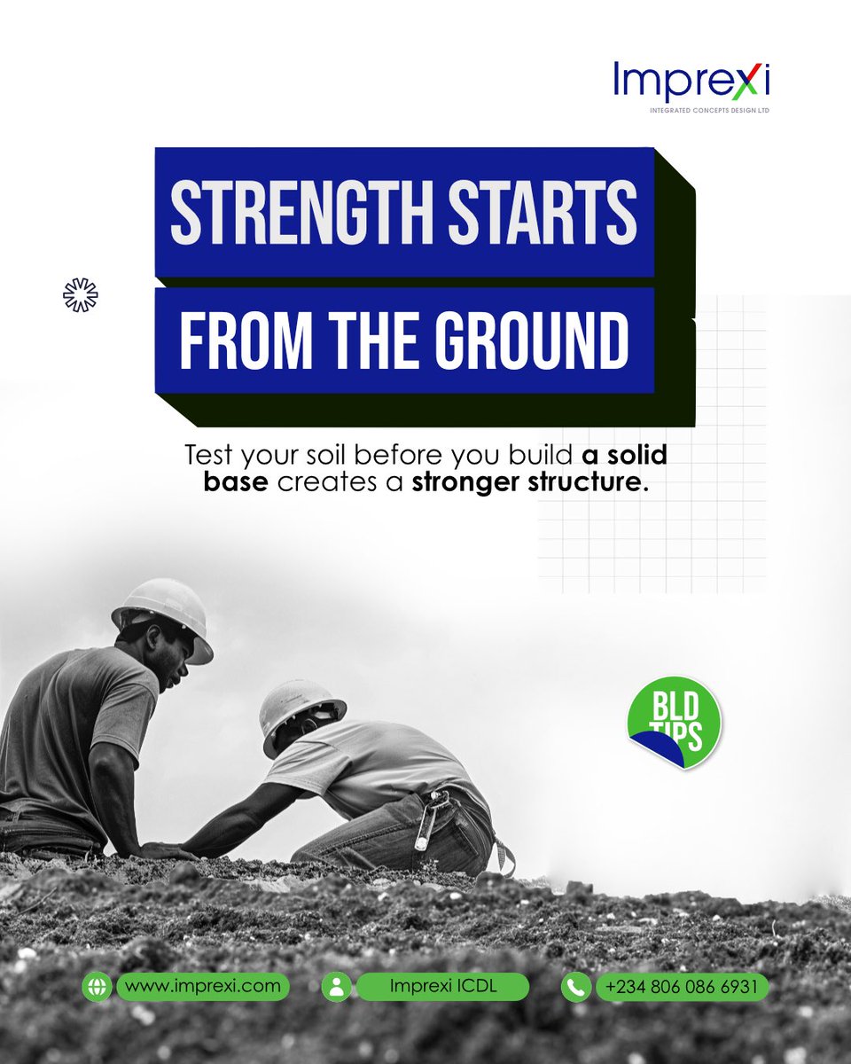 imprexiICDL's tweet image. In construction, real strength starts from the ground up.
That’s why testing your soil isn’t optional - it’s the first step to a solid, long-lasting structure.
Before you build, make sure the ground can carry the dream.

#BuildingTips #ConstructionBasics #SoilTest #imprexiicdl