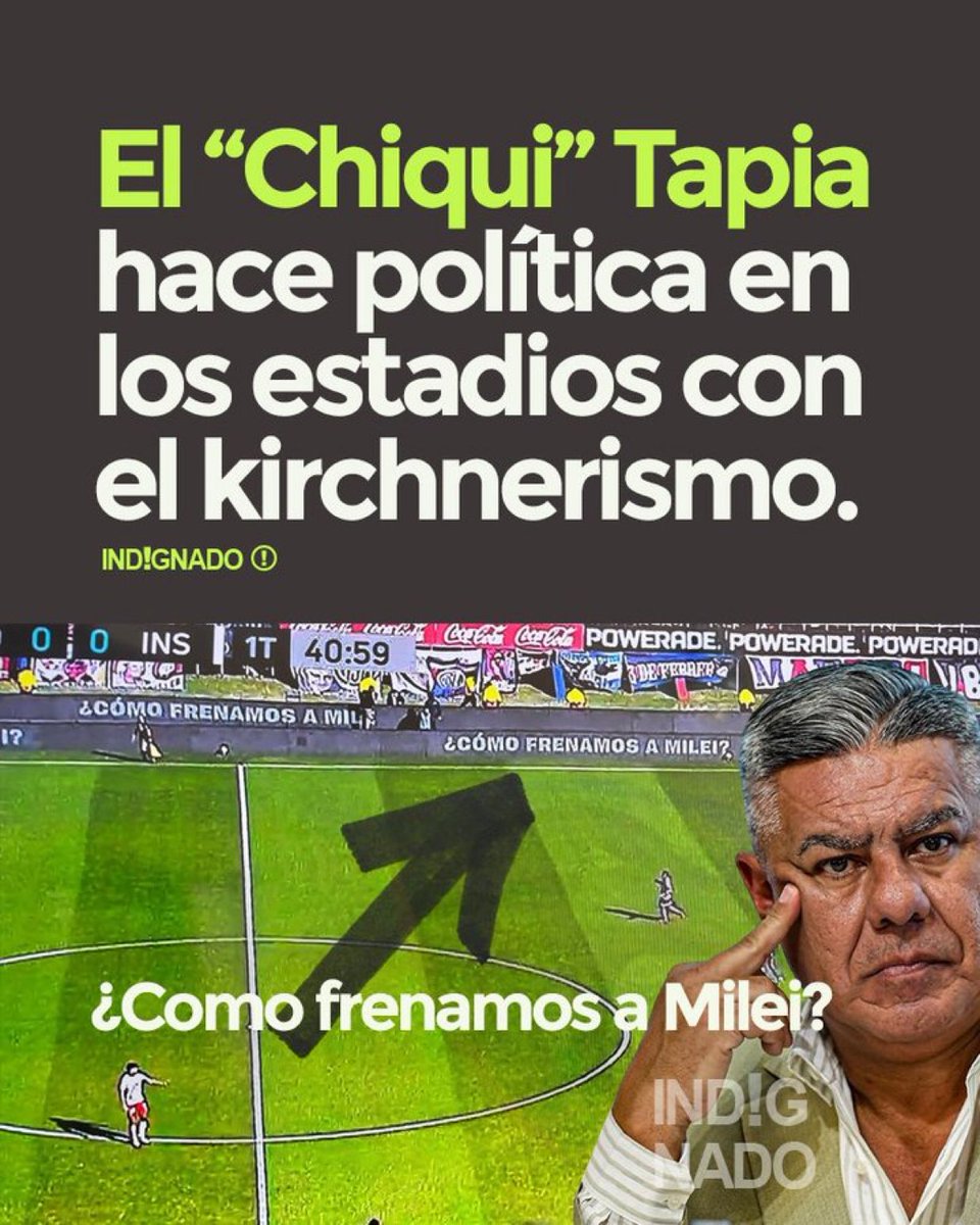 ¿Se acuerden que el Chiqui Tapia utilizó los estadios de fútbol para hacer política con el kirchnerismo y Kicillof ¿Cómo frenamos a Milei? FUERA TAPIA DE LA AFA. #FueraTapia