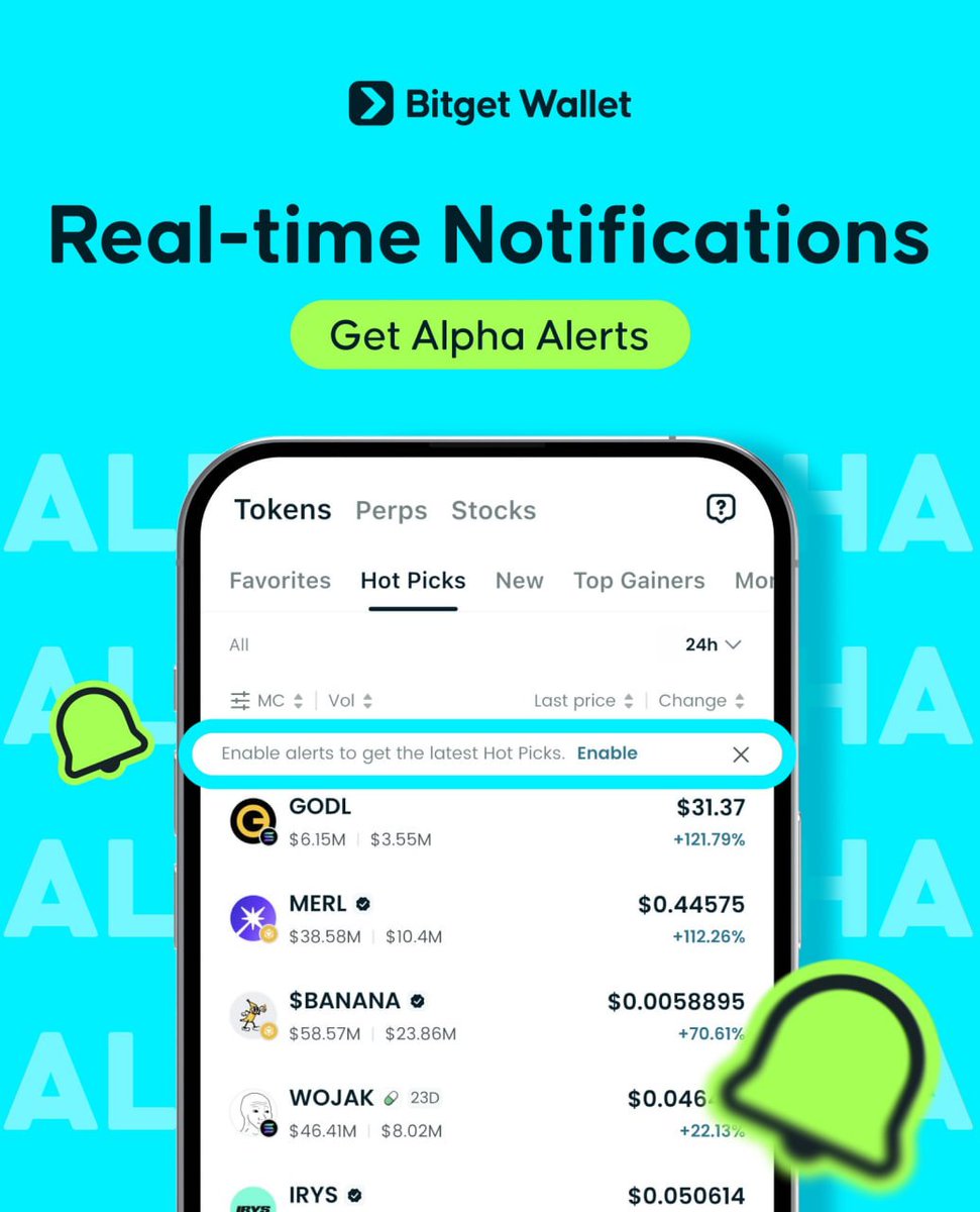BitgetWalletVN's tweet image. Sẽ thế nào nếu điện thoại báo cho bạn mỗi khi có alpha mới?

Chúng tôi vừa kích hoạt đăng ký thông báo cho Hot Picks Alerts!

Những kèo 100–1000x mà bạn từng bỏ lỡ?

Bật Alerts (trong mục Markets) để nhận thông báo ngay khi một “viên gem” mới xuất hiện.…