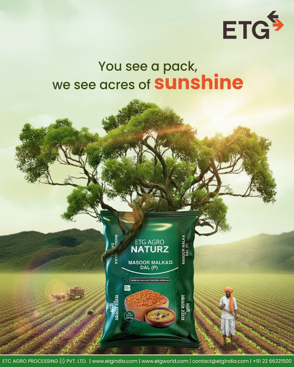 ETGAgroIndia's tweet image. From the soil under the sun to the bowl on your table, it’s all connected. No shortcuts. No secrets.

Just clean, traceable nutrition.

#CleanEating #TraceableNutrition #ETGPulses #WholesomeFood #FarmToTable

(Clean eating, nutrition, ETG pulses, farm to table)