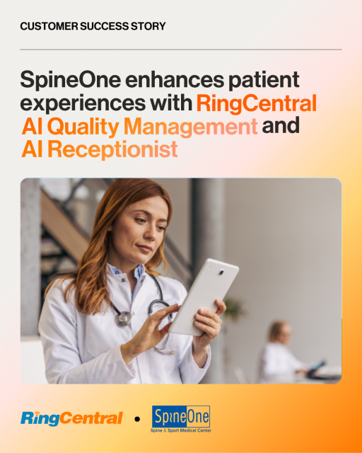 hightech_com's tweet image. SpineOne, a leading pain management and rehabilitation clinic, adopts RingCentral AI Receptionist (AIR) and RingCX, on the recommendation of our valued partner, Insight Connections Group, Inc., to transform how it connects with patients and manages... ringcentr.al/4io2ipB