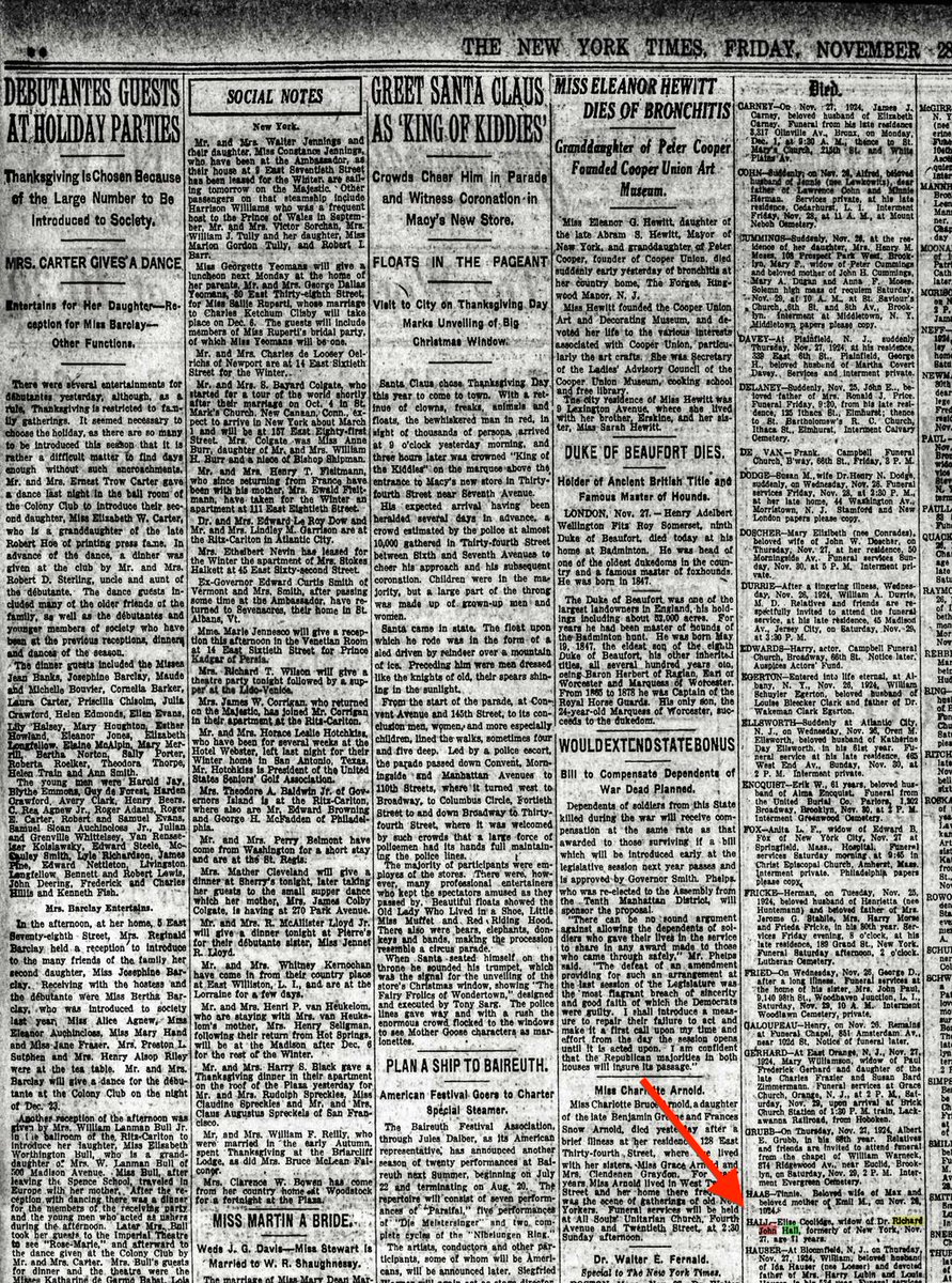 SaxRevolutions's tweet image. The New York Times 📰  also reported the death of Elise Hall. 🎷 💜 ⛪