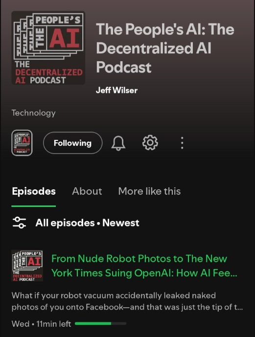 KindFlara's tweet image. Decentralized AI: an opportunity for people, not Big Tech, to own the future of artificial intelligence. A podcast about decentralized data markets, on-chain agents, DePIN, and AI DAO. #DecentralizedAI #DePIN #CryptoAI #Web3 @vana