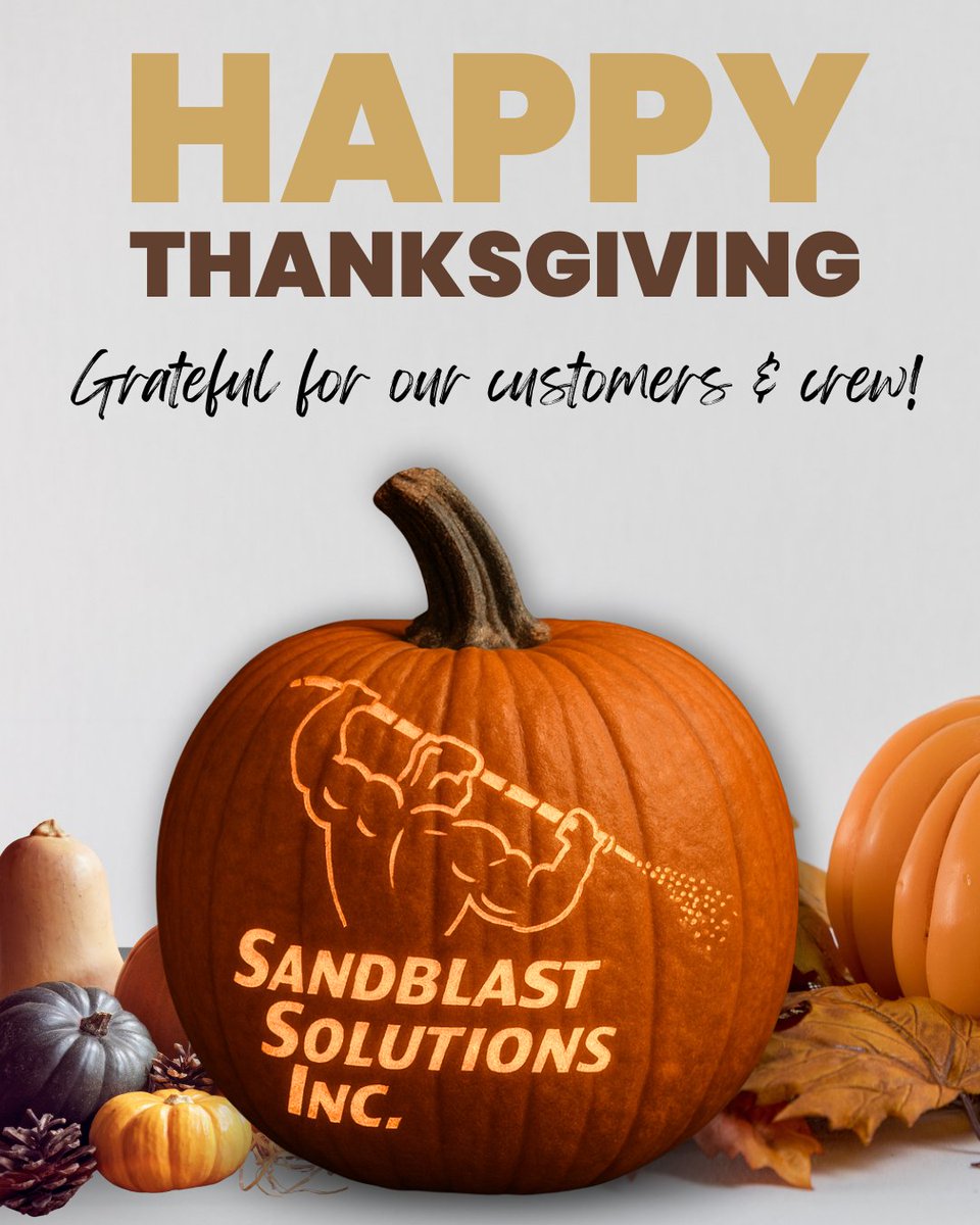 Happy Thanksgiving from all of us at Sandblast Solutions. Grateful for every job, every call, and every crew we get to support — and for the customers, partners, and team who keep projects moving year-round. Wishing you all a safe, restful holiday.