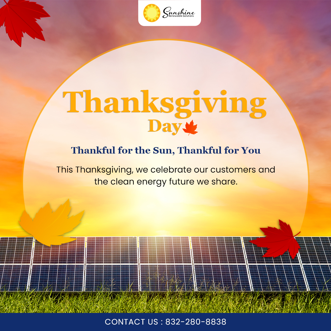 🌞 This Thanksgiving, we’re thankful for the sun that powers our homes and for you, our amazing customers, who make a cleaner future possible. 🍂

Your trust keeps us inspired to build a brighter, more sustainable tomorrow. 💛 Happy Thanksgiving from all of us!