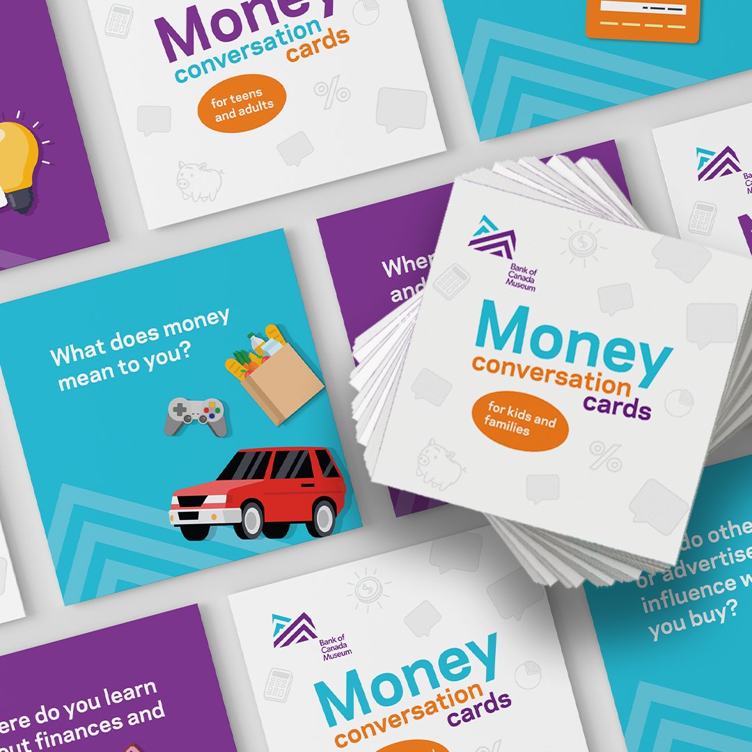 💬💰Start a conversation about money with your family.
Download printable Money Conversation Cards, and spark discussion with questions that are sometimes serious, often fun but always thoughtful. 
See our website 👉 bit.ly/48YbL46
#FLM2025  #TalkMoney