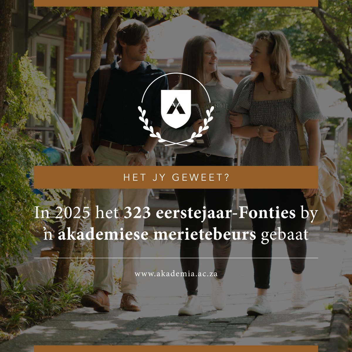 2025-matrikulant, het jy geweet dat jy tot R50 000 op jou studie aan Akademia kan spaar? In 2025 het Akademia ŉ bedrag van R1,9 miljoen in merietebeurse aan matrikulante wat goed presteer uitbetaal. Lees meer hier: akademia.ac.za/merietebeursin…

#MyAkademia #Merietebeurs #Fonties