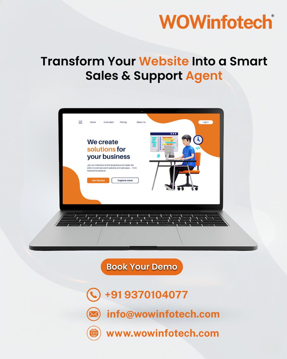 wowinfotech's tweet image. Turn your website into a lead-generating powerhouse!
 wowagent.ai 24/7 AI assistant that guides users, boosts conversions &amp;amp; works while you sleep.
Book a demo: wowinfotech.com

#WOWAgent #AIChatbot #BusinessAutomation #SmartWebsites