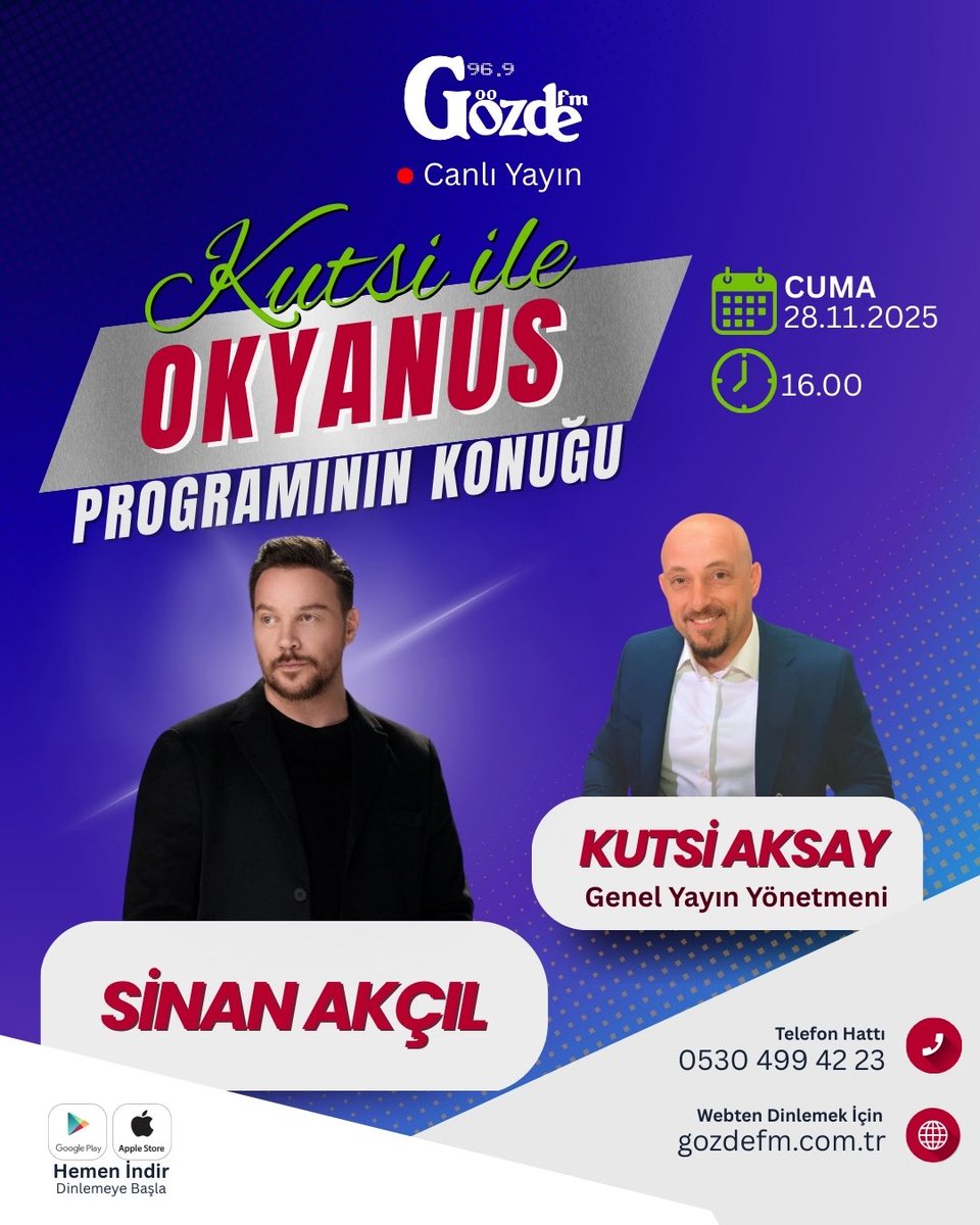 Yarın Cuma günü Yalovagözdefm de Kutsi İle Okyanus Programının Konuğu <a href="/sinanakcil/">Sinan Akçıl</a> Yeni albümünün Hikayesini anlatacak. 96.9 Frekansından gözdefm.com.tr den Akıllı Telefon Aplikasyonlarımızdan dinleyebilirsin.
