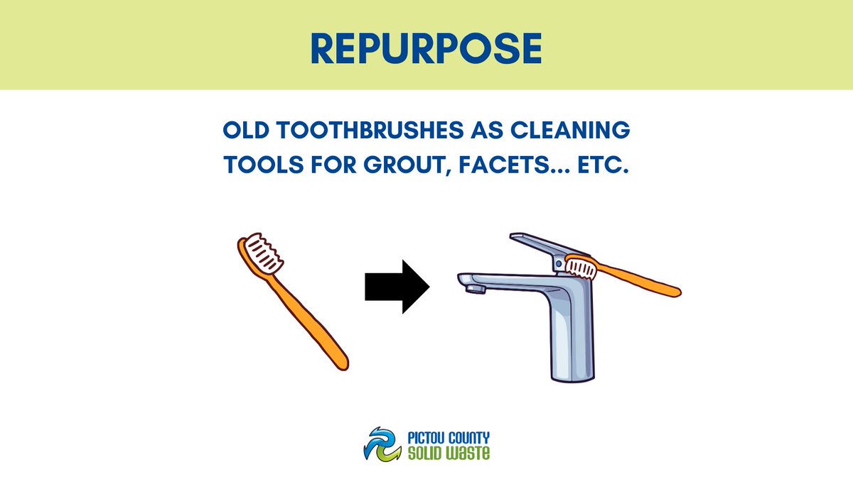 Repurpose old toothbrushes as cleaning tools for grout, facets...etc. 👍♻️

#pictoucounty