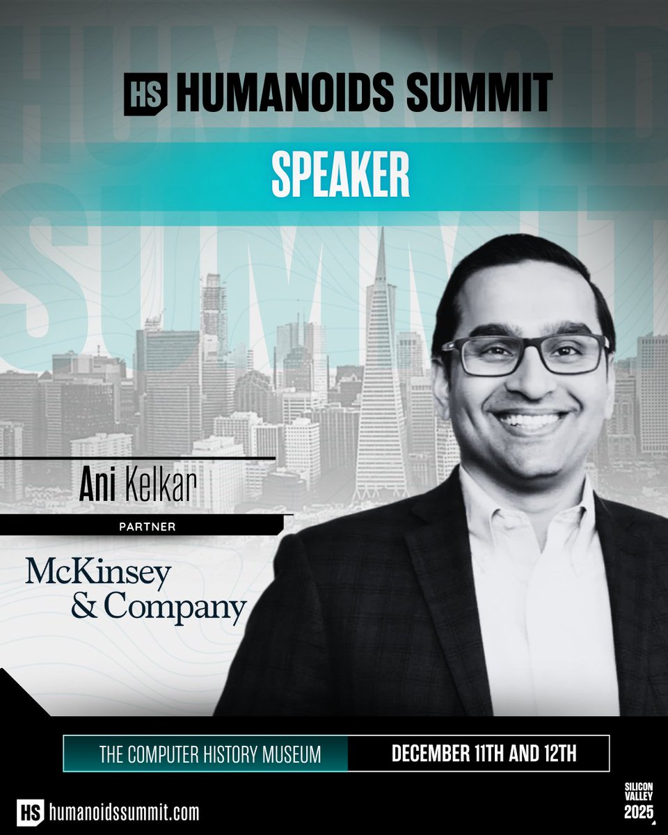 HumanoidsSummit's tweet image. 📊 Strategy meets robotics.

Ani Kelkar, Partner at @McKinsey, unpacks how humanoid technologies are shifting business models, productivity, and the future of work itself.

🎟️ Don’t miss out — register now: humanoidssummit.com

#HumanoidsSummit #AI #EmbodiedAI #PhysicalAI