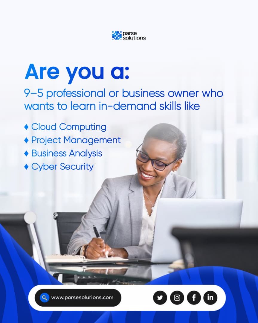 ParseSolutions's tweet image. Busy during the week? 
Our tech classes run on weekends, so whether you’re a 9–5 worker or a business owner, you can still learn at your pace.
Learn tech with Parse Solutions! 
We’ve got you.💙

#ParseSolutions #TechLearning #WeekendClasses #LearnTech #SkillUp #TechForEveryone