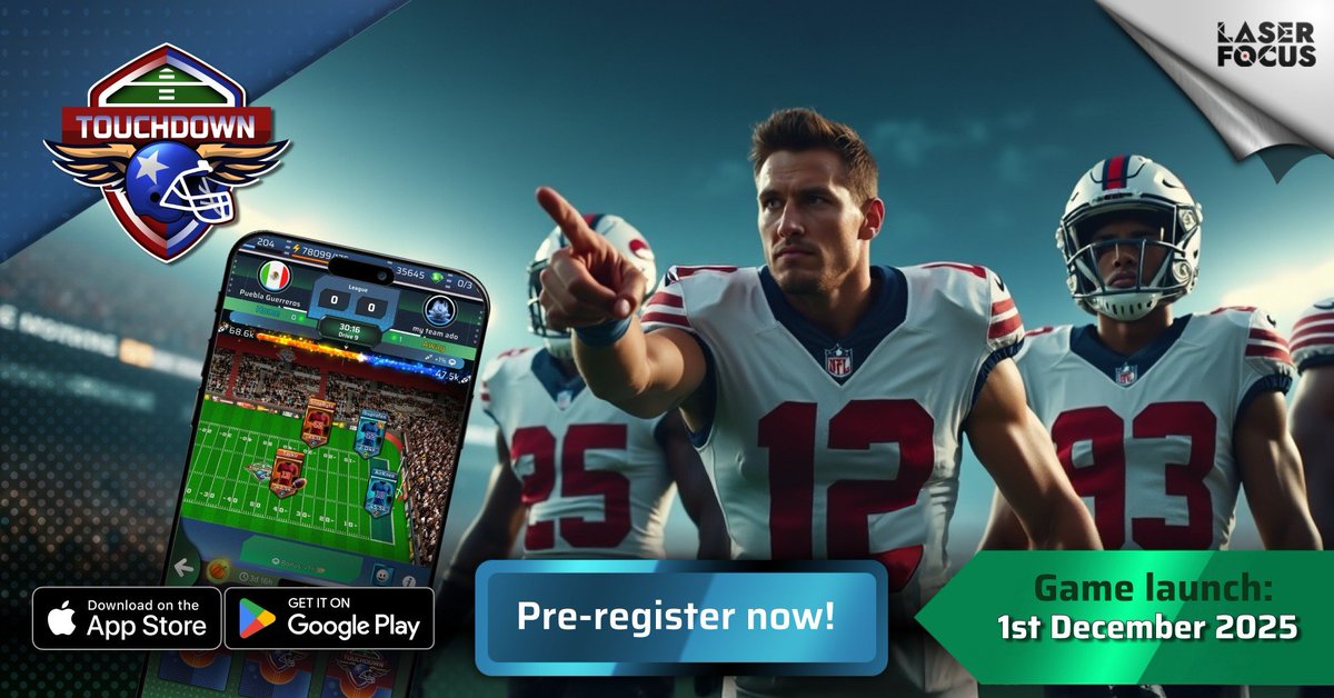 LaserFocusGames's tweet photo. 🏈 Touchdown Game starts globally on December 1! 🎉🔥
Join our official event and get ready for rewards, challenges, and real PvP action from day one!
👉 Pre-register now and don’t miss the start!
https://t.co/PO6JMIUOpX

Let’s kick off the season together! 💪⚡️🏆 https://t.co/dSZjdyfJsg