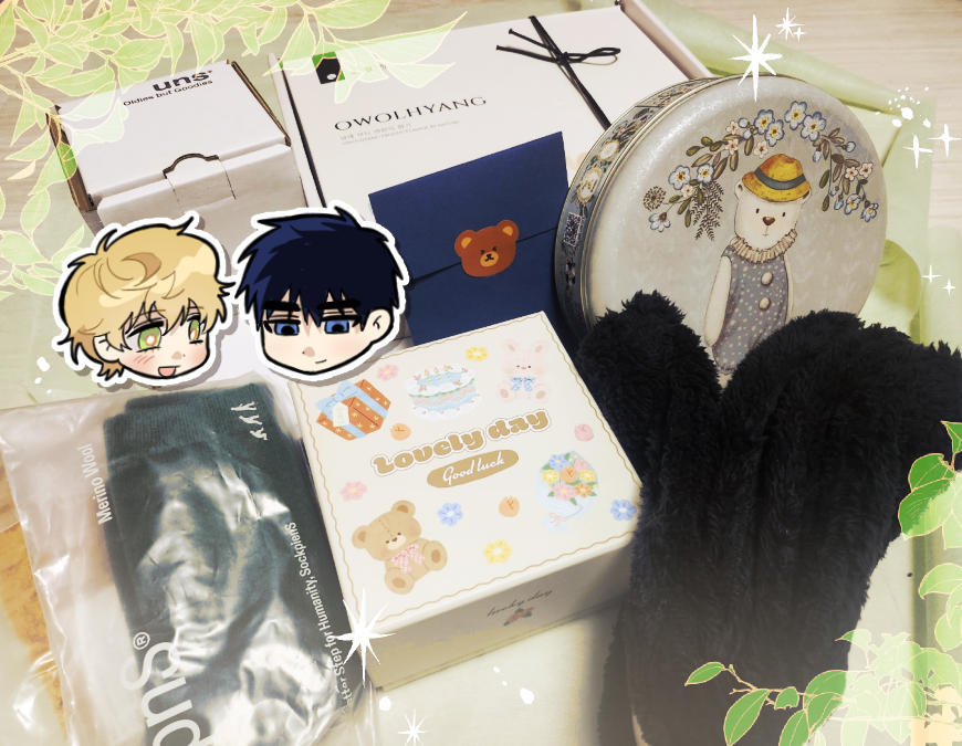 우수작가님께서 테이밍 런칭선물을 보내주셨는데요,미셸아인스러운걸 하나하나 정성스레 골라서 보내주셨어요! 감동...!!!!! 너무 감사드립니다 💚💙💚💙