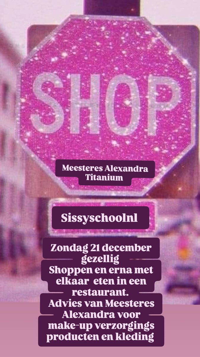 Lijkt het jou leuk om gezellig mee te gaan shoppen..

Je mag als sissy gekleed of als je zelf.

Houdt er rekening mee dat je iets makkelijks aan trekt omdat je dingen misschien gaan passen.

Je kleding combineren kan natuurlijk ook.
Denk aan een normale spijkerbroek met een