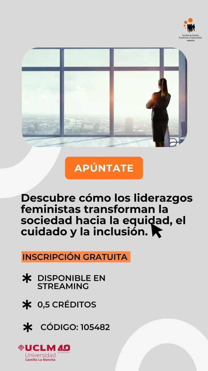 ✅ Inscripción en el enlace de la Escuela para recibir el acceso al streaming.
✅ Si queréis obtener 0,5 ECTS, recordad inscribiros también en la plataforma LEAD UCLM.

🎓✨ ¡No dejéis pasar esta oportunidad!