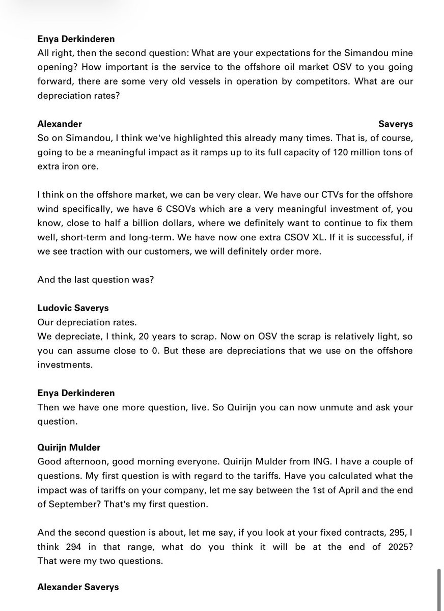 Whether you like or hate $CMBT, you have to give them credit for answering a lot of detailed questions on their call and providing a full transcript. Way more detailed than any other Shipping Co.

21 pages of interesting commentary if you need some cardio time reading …