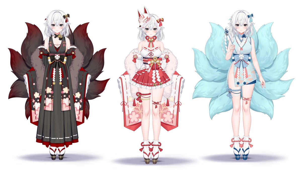 Akizone's tweet image. Prism Customizable Vtuber Model Miko outfit update in December! Miko is a Japanese Shrine Maiden, specifically, but we will be doing traditional Kimono in another major update 😆 You can mix and match all the parts and DIY the patterns too!