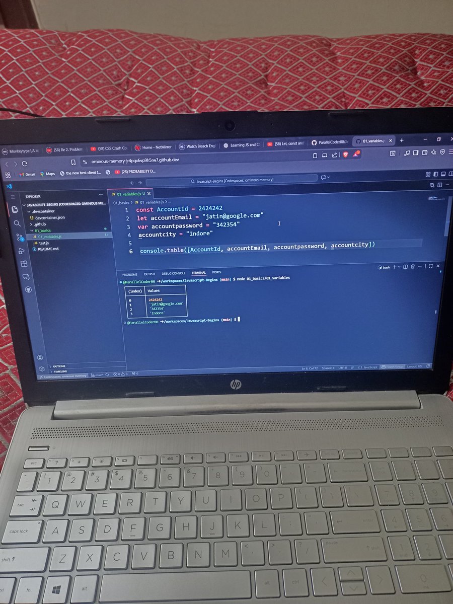 JatinCodes's tweet image. DAY 01 - First day of learning js lets gooo...🔥🔥
Hope this journey will be great..✨
#chaiaurcode
#code