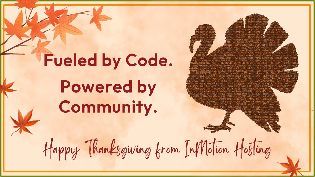 inmotionhosting's tweet image. 🍁 Thankful for our amazing customer community today and every day!  We&apos;re happy to be serving up fast, reliable hosting with tasty Black Friday deals. 🦃 

#gratitude #webhosting #HappyThanksgiving