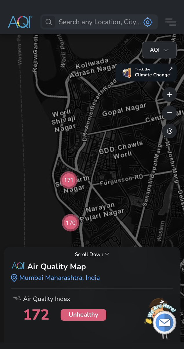 katrasuraj's tweet photo. @mybmcWardGS aqi board of goshar alliance in Worli displays only 55 vs reality of 172 #mumbaiaqi #AirPollution  @mybmc #construction https://t.co/3ofZdZALNl