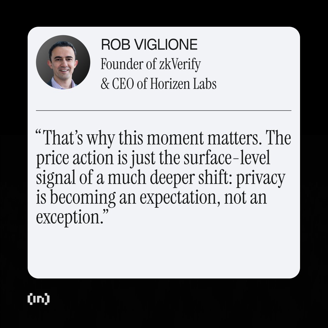 beincrypto's tweet image. Rob Viglione (@robviglione), Founder of @ZKVProtocol &amp;amp; CEO of @HorizenLabs, says privacy is now moving into real economic environments.

Developers are integrating tooling directly into ecosystems where liquidity and users already live.