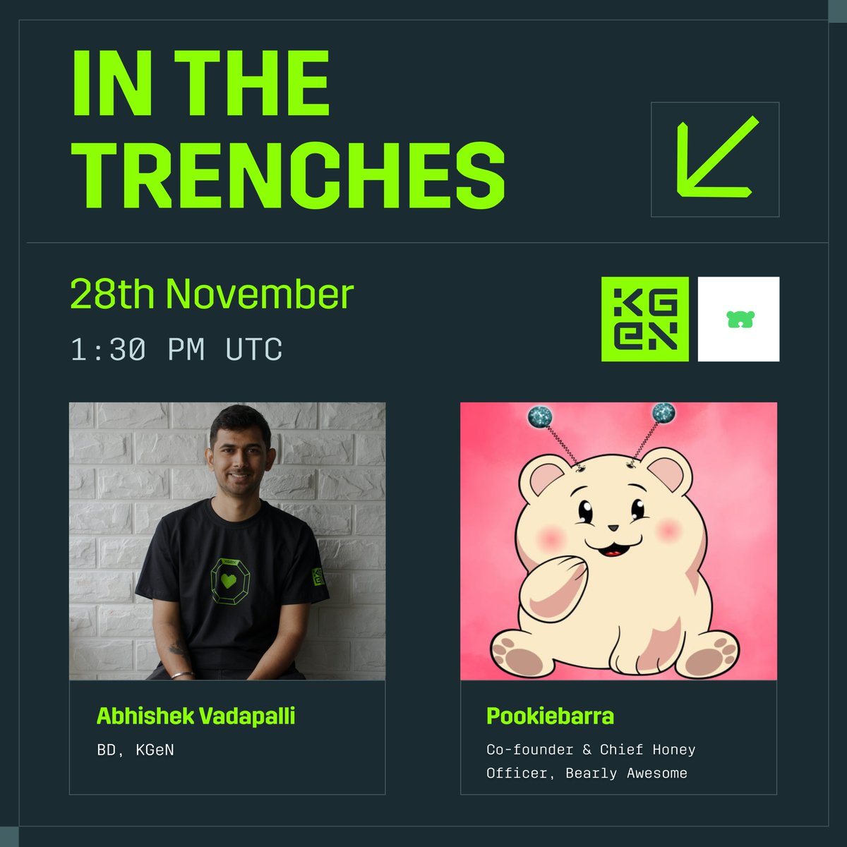 🟩Time to Poke the Bear!

<a href="/abhi_vadapalli/">Abhishek Vadapalli</a> from our crew will be chatting with <a href="/pookiebarra/">pookiebarra</a> to talk about the quest we did together, our partnership, and share some exclusive alpha on what’s cooking at <a href="/Bearly_Awesome/">Bearly Awesome</a>!

📅 28th November
⏰ 1:30 PM UTC

Set your reminders now 👇
