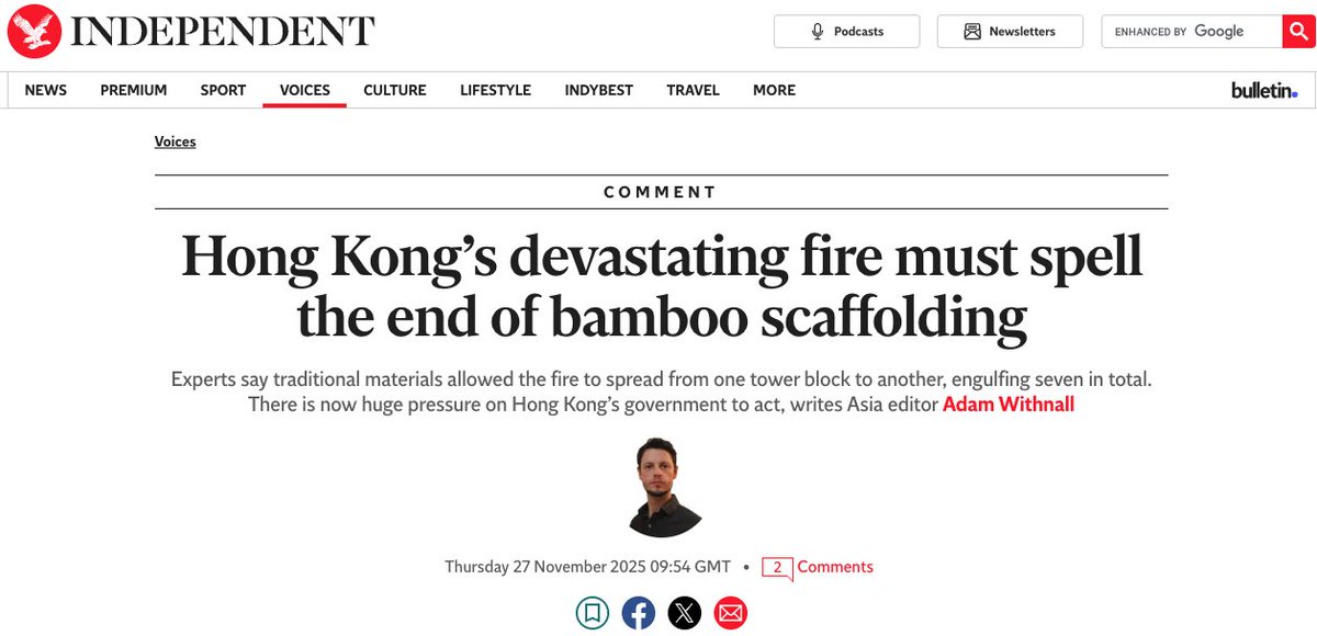.<a href="/adamwithnall/">Adam Withnall</a>'s piece does something deeply irresponsible: it takes a tragedy and uses it to push a simplistic conclusion--“the bamboo has to go” without evidence, without understanding HK’s construction practice, and with a clear cultural bias. It is Orientalism. 

Anyone who