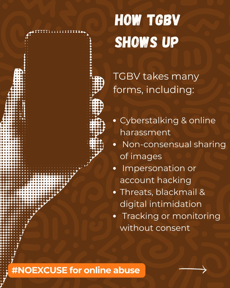 AkiliDada's tweet image. Technology-Facilitated GBV includes cyberstalking, deepfakes, online harassment and the non-consensual sharing of images.
It starts on a screen, but its harm is felt offline.
#16DaysOfActivism #EndTGBV #StopOnlineAbuse