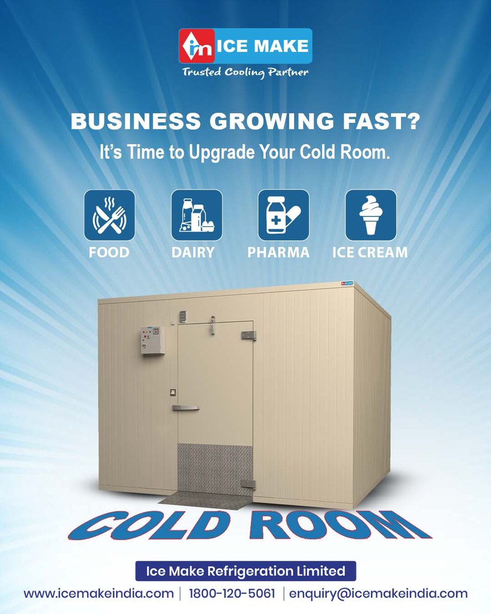 IceMakeRef's tweet image. Looking for a Cold Room for food, dairy, pharma, agriculture, or frozen storage? Ice Make offers high-performance cold rooms designed for accurate temperature control, low energy consumption, and long-term durability.
#ColdRoom #ColdStorage #IceMake #ColdRoomIndia