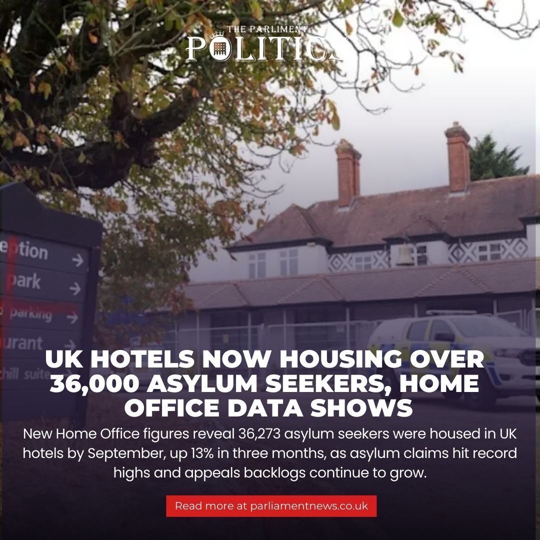 ParlMagazine's tweet image. UK hotel use for asylum seekers rises to 36,273 as claims hit record levels and appeals grow. Home Office vows to shut all hotels and tighten border controls.

#TheParliamentPolitics #UKImmigration #AsylumSystem 

Read More: parliamentnews.co.uk